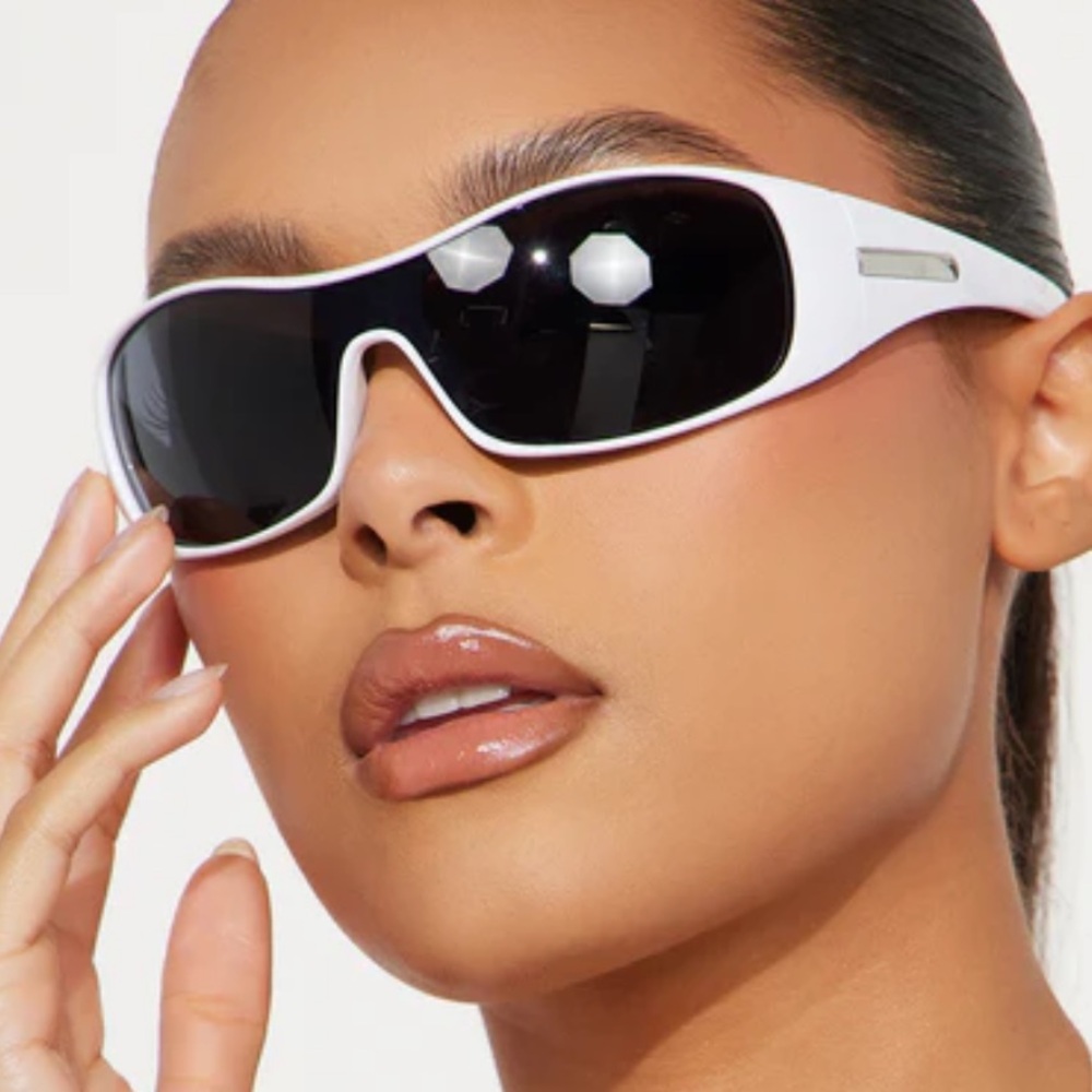 Fashion Nova White Shield Sunglasses